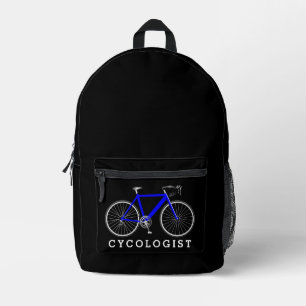 Blaues Fahrrad mit Text des Zykologen Bedruckter Rucksack