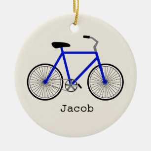 Blaues Fahrrad-personalisierte Verzierung Keramik Ornament