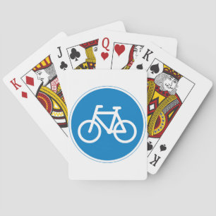 Blaues Fahrradsymbol Schild Radfahrstreifen Verkeh Spielkarten