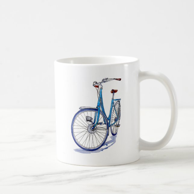 Blaues Fahrradzeichnen Kaffeetasse (Rechts)