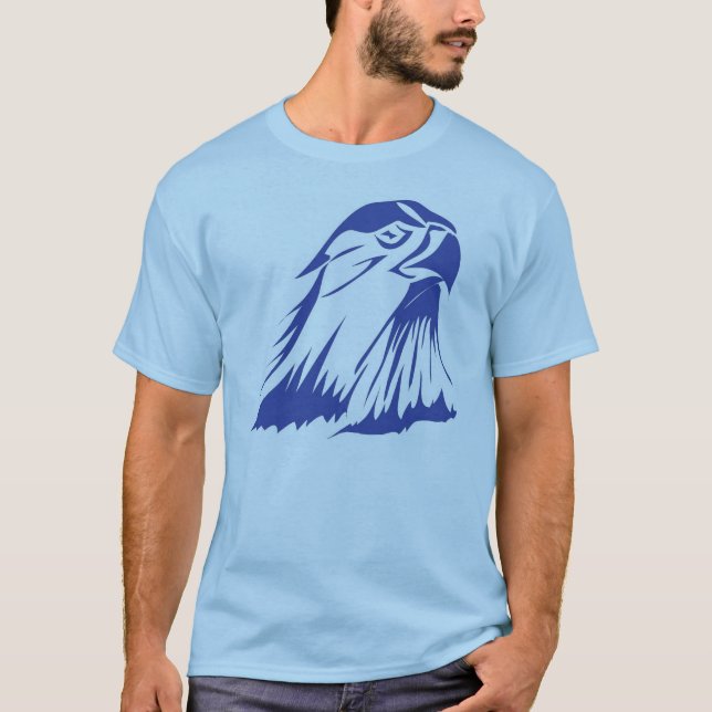 Blaues Falkebild T-Shirt (Vorderseite)