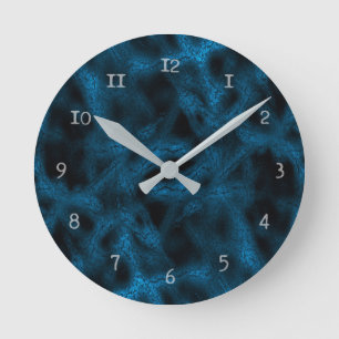 Blaues Fantasiemuster Runde Wanduhr