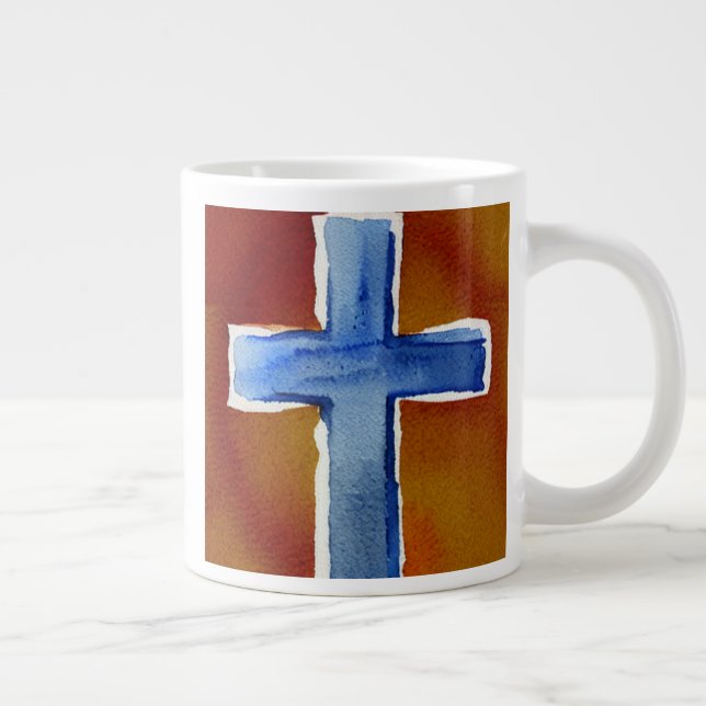 Blaues Farbkreuz Jumbo-Tasse (Rechts)
