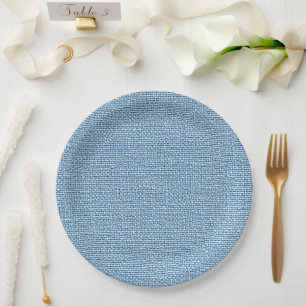 Blaues Faux-Linene-Gewebe Elegant  Pappteller