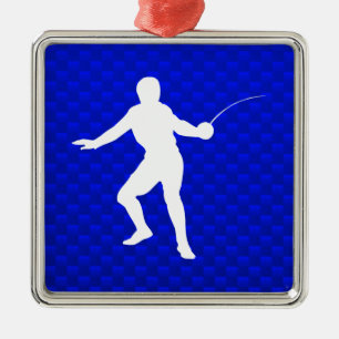 Blaues Fechten Silbernes Ornament