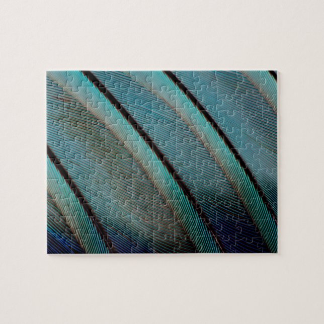 Blaues Feder Muster Puzzle (Horizontal)