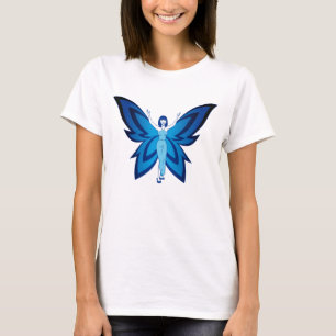 Blaues Feen-Frauen-Basishirt T-Shirt