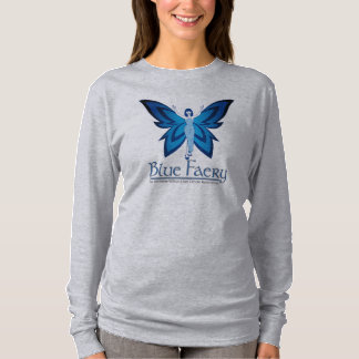 Blaues Feen-Frauen-Hanes-Nano-Langarm-T-Shirt T-Shirt