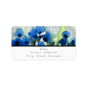 Blaues Feld der Blume Adressaufkleber