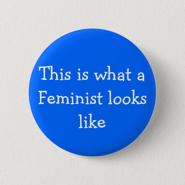 Blaues Feminismus-Button Button (Vorderseite)