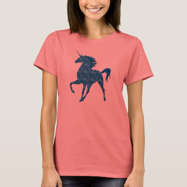 Blaues Feuer-Einhorn-Shirt T-Shirt (Vorderseite)