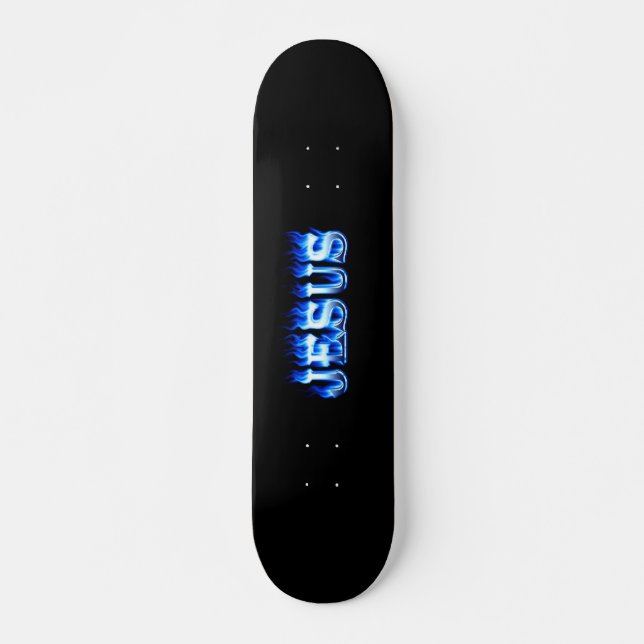 Blaues Feuer Jesus-Skateboards und Flammenentwurf Skateboard (Vorne)