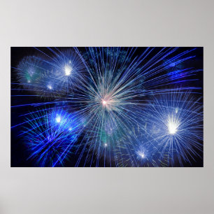 blaues Feuerwerk-Poster Poster