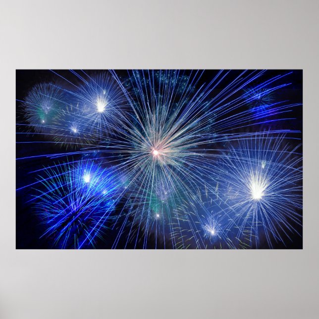 blaues Feuerwerk-Poster Poster (Vorne)