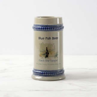 Blaues Fisch-Bier Stein Bierglas