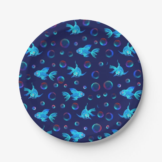 Blaues Fisch Pappteller (Vorderseite)