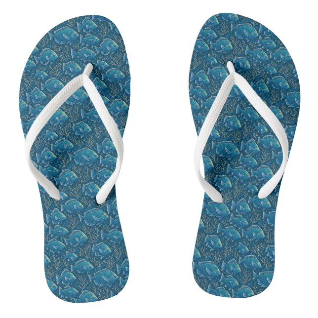 Blaues Fischmuster Flip Flops (Fußbett)