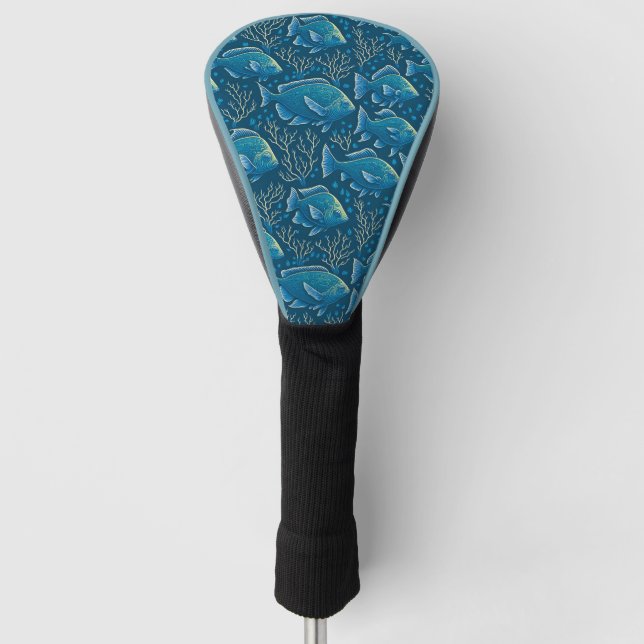 Blaues Fischmuster Golf Headcover (Vorderseite)