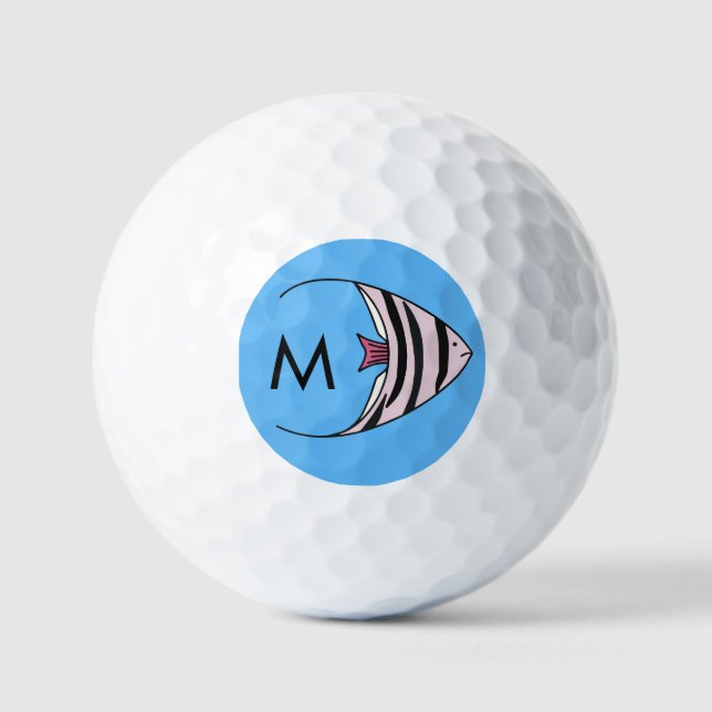 Blaues Fischmuster Golfball (Vorderseite)