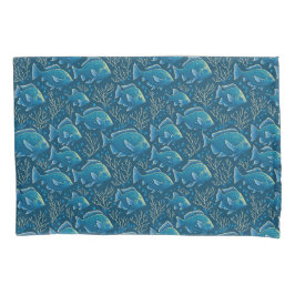 Blaues Fischmuster Kissenbezug