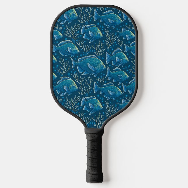 Blaues Fischmuster Pickleball Schläger (Vorderseite)