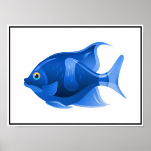 Blaues Fischplakat Poster