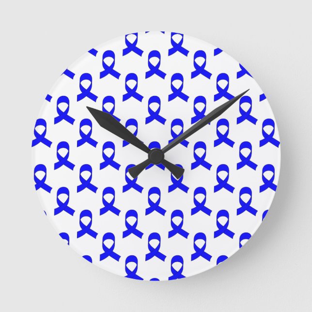 Blaues Flachmuster Runde Wanduhr (Vorderseite)