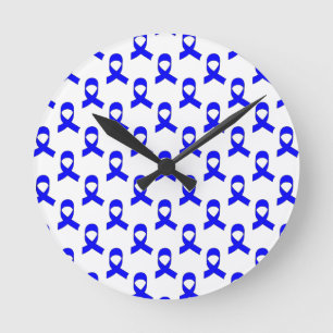 Blaues Flachmuster Runde Wanduhr