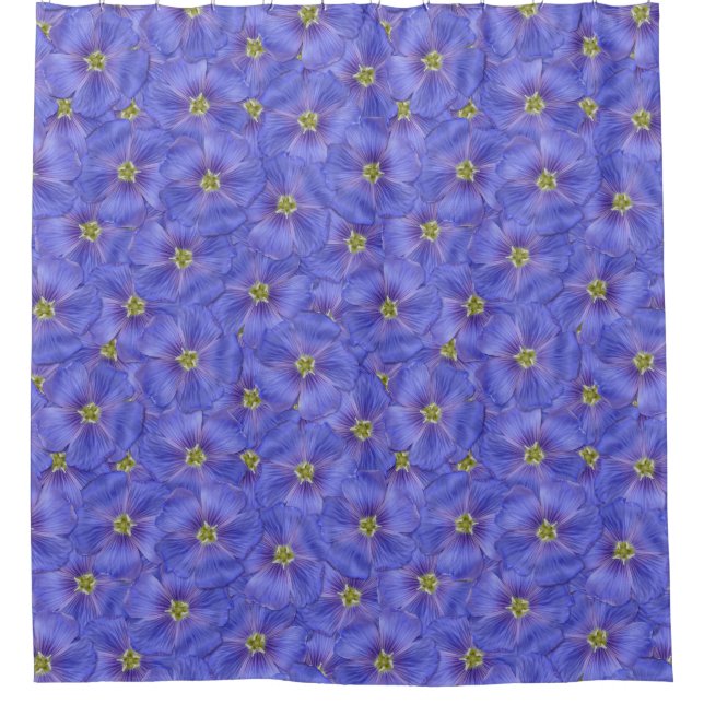 Blaues Flachs Nahtloses Muster Duschvorhang (Vorderseite)