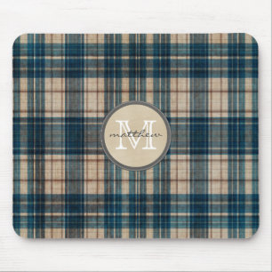 Blaues Flanell-Hintergrund-Monogramm Mousepad