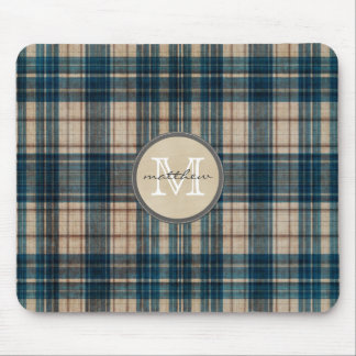 Blaues Flanell-Hintergrund-Monogramm Mousepad