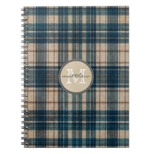 Blaues Flanell-Hintergrund-Monogramm Notizblock