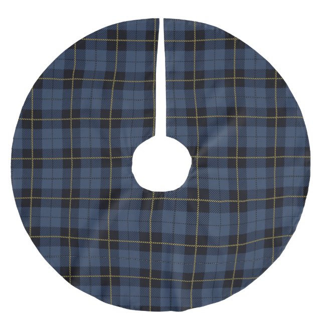 Blaues Flannel-Muster Polyester Weihnachtsbaumdecke (Vorderseite)