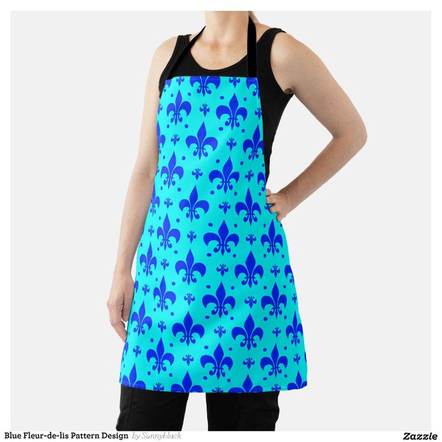 Blaues Fleur-de-lis-Muster Schürze (Von Creator hochgeladen)