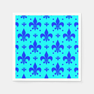 Blaues Fleur-de-lis-Muster Serviette