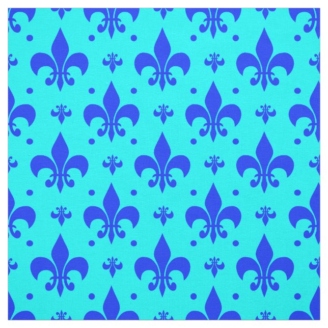 Blaues Fleur-de-lis-Muster Stoff (Muster)