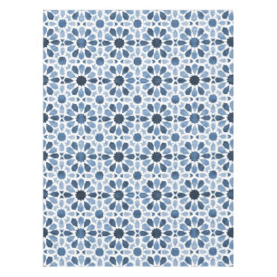 Blaues Flora-marokkanisches Fliesenmuster Tischdecke