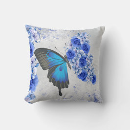 Blaues Floral Butterfly Square Kissen