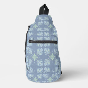 Blaues florales abstraktes Muster Crossbody Bag
