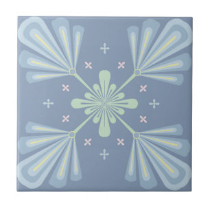 Blaues florales abstraktes Muster Fliese