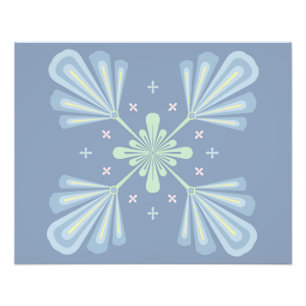 Blaues florales abstraktes Muster Fotodruck