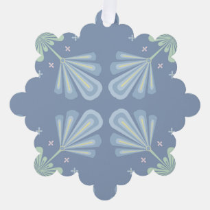 Blaues florales abstraktes Muster Ornament Karte