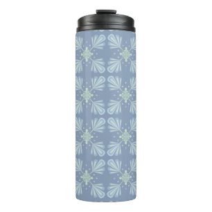 Blaues florales abstraktes Muster Thermosbecher