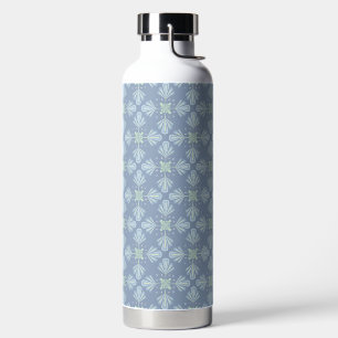 Blaues florales abstraktes Muster Trinkflasche