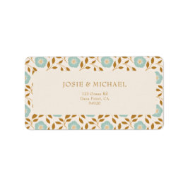 Blaues Florales Boho Adressaufkleber