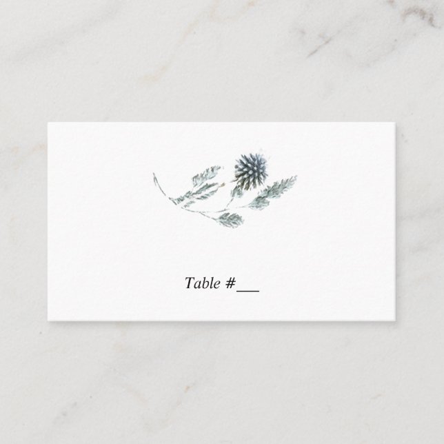 Blaues florales botanisches Element Hochzeitskarte Platzkarte (Vorderseite)