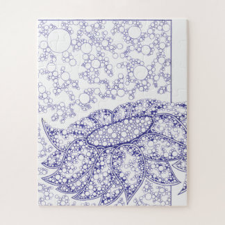 Blaues florales Bubble-Art-Puzzle Puzzle