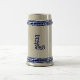 Blaues florales Buchstabe L Monogramm Kunst Tasse