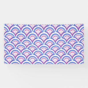blaues florales Damastmuster Banner