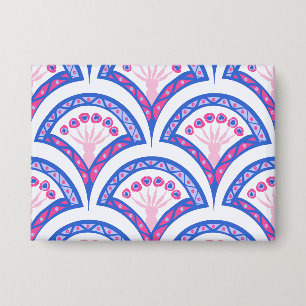 blaues florales Damastmuster Button